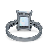 Vintage Emerald Cut Engagement Ring Simulated Cubic Zirconia 925 Sterling Silver