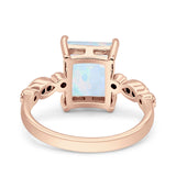 Vintage Emerald Cut Engagement Ring Simulated Cubic Zirconia 925 Sterling Silver