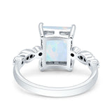 Vintage Emerald Cut Engagement Ring Simulated Cubic Zirconia 925 Sterling Silver