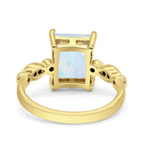 Vintage Emerald Cut Engagement Ring Simulated Cubic Zirconia 925 Sterling Silver