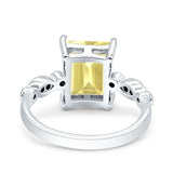 Vintage Emerald Cut Engagement Ring Simulated Cubic Zirconia 925 Sterling Silver