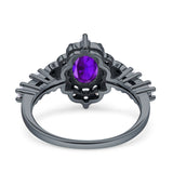 Vintage Inspired Art Deco Oval Engagement Ring Simulated Cubic Zirconia 925 Sterling Silver