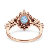 Vintage Inspired Art Deco Oval Engagement Ring Simulated Cubic Zirconia 925 Sterling Silver