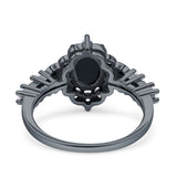 Vintage Inspired Art Deco Oval Engagement Ring Simulated Cubic Zirconia 925 Sterling Silver