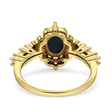 Vintage Inspired Art Deco Oval Engagement Ring Simulated Cubic Zirconia 925 Sterling Silver