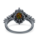 Vintage Inspired Art Deco Oval Engagement Ring Simulated Cubic Zirconia 925 Sterling Silver