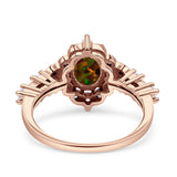 Vintage Inspired Art Deco Oval Engagement Ring Simulated Cubic Zirconia 925 Sterling Silver