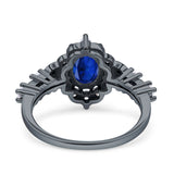 Vintage Inspired Art Deco Oval Engagement Ring Simulated Cubic Zirconia 925 Sterling Silver