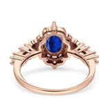 Vintage Inspired Art Deco Oval Engagement Ring Simulated Cubic Zirconia 925 Sterling Silver