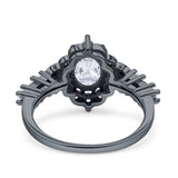 Vintage Inspired Art Deco Oval Engagement Ring Simulated Cubic Zirconia 925 Sterling Silver