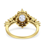 Vintage Inspired Art Deco Oval Engagement Ring Simulated Cubic Zirconia 925 Sterling Silver