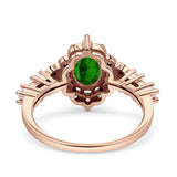 Vintage Inspired Art Deco Oval Engagement Ring Simulated Cubic Zirconia 925 Sterling Silver