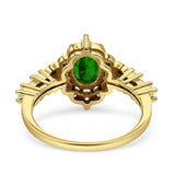 Vintage Inspired Art Deco Oval Engagement Ring Simulated Cubic Zirconia 925 Sterling Silver