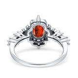 Vintage Inspired Art Deco Oval Engagement Ring Simulated Cubic Zirconia 925 Sterling Silver