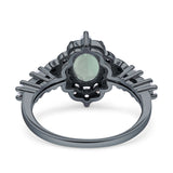 Halo Art Deco Oval Natural Green Amethyst Prasiolite Engagement Ring