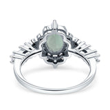 Halo Art Deco Oval Natural Green Amethyst Prasiolite Engagement Ring