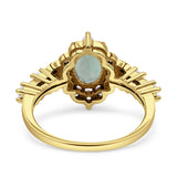 Halo Art Deco Oval Natural Green Amethyst Prasiolite Engagement Ring