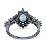 Halo Art Deco Oval Natural Moonstone Engagement Ring