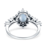 Halo Art Deco Oval Natural Moonstone Engagement Ring