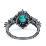 Vintage Inspired Art Deco Oval Engagement Ring Simulated Cubic Zirconia 925 Sterling Silver