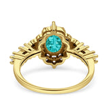 Vintage Inspired Art Deco Oval Engagement Ring Simulated Cubic Zirconia 925 Sterling Silver