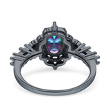 Vintage Inspired Art Deco Oval Engagement Ring Simulated Cubic Zirconia 925 Sterling Silver