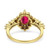 Vintage Inspired Art Deco Oval Engagement Ring Simulated Cubic Zirconia 925 Sterling Silver