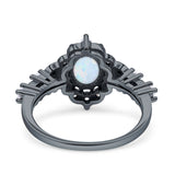 Vintage Inspired Art Deco Oval Engagement Ring Simulated Cubic Zirconia 925 Sterling Silver