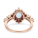 Vintage Inspired Art Deco Oval Engagement Ring Simulated Cubic Zirconia 925 Sterling Silver