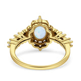 Vintage Inspired Art Deco Oval Engagement Ring Simulated Cubic Zirconia 925 Sterling Silver