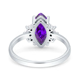 Vintage Marquise Engagement Ring Simulated Cubic Zirconia 925 Sterling Silver