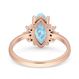 Vintage Marquise Engagement Ring Simulated Cubic Zirconia 925 Sterling Silver