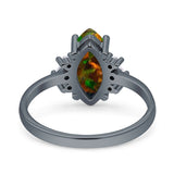 Vintage Marquise Engagement Ring Simulated Cubic Zirconia 925 Sterling Silver