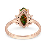 Vintage Marquise Engagement Ring Simulated Cubic Zirconia 925 Sterling Silver