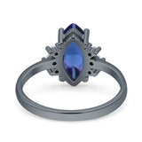 Vintage Marquise Engagement Ring Simulated Cubic Zirconia 925 Sterling Silver
