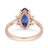 Vintage Marquise Engagement Ring Simulated Cubic Zirconia 925 Sterling Silver