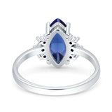 Vintage Marquise Engagement Ring Simulated Cubic Zirconia 925 Sterling Silver