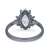 Vintage Marquise Engagement Ring Simulated Cubic Zirconia 925 Sterling Silver