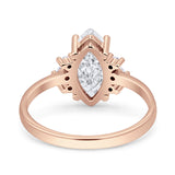 Vintage Marquise Engagement Ring Simulated Cubic Zirconia 925 Sterling Silver