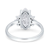 Vintage Marquise Engagement Ring Simulated Cubic Zirconia 925 Sterling Silver