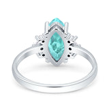 Vintage Marquise Engagement Ring Simulated Cubic Zirconia 925 Sterling Silver