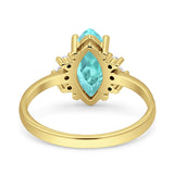 Vintage Marquise Engagement Ring Simulated Cubic Zirconia 925 Sterling Silver