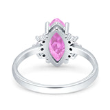 Vintage Marquise Engagement Ring Simulated Cubic Zirconia 925 Sterling Silver