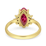 Vintage Marquise Engagement Ring Simulated Cubic Zirconia 925 Sterling Silver