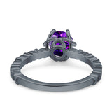 Art Deco Round Engagement Ring Simulated Cubic Zirconia 925 Sterling Silver