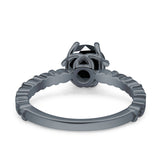 Art Deco Round Engagement Ring Simulated Cubic Zirconia 925 Sterling Silver