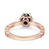 Art Deco Round Engagement Ring Simulated Cubic Zirconia 925 Sterling Silver