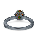 Art Deco Round Engagement Ring Simulated Cubic Zirconia 925 Sterling Silver