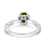 Art Deco Round Engagement Ring Simulated Cubic Zirconia 925 Sterling Silver