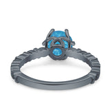 Art Deco Round Engagement Ring Simulated Cubic Zirconia 925 Sterling Silver